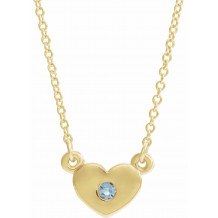 14K Yellow Aquamarine Heart 16 Necklace - 8633560009P