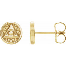 14K Yellow Eye of Providence Earrings - 87026601P