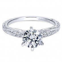 Gabriel & Co. 14k White Gold Victorian Straight Engagement Ring - ER11827R4W44JJ