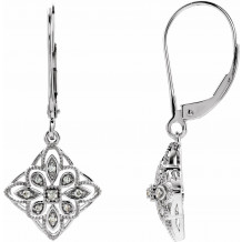 14K White 1/10 CTW Diamond Granulated Filigree Earrings - 65261060000P