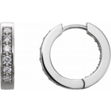 Platinum 1/2 CTW Diamond Inside-Outside 15 mm Hoop Earrings - 8493360018P