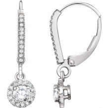 14K White 5/8 CTW Diamond Halo-Style Lever Back Earrings - 65293860001P