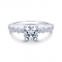 Gabriel & Co. 14k White Gold Victorian Straight Engagement Ring - ER14429R4W44JJ
