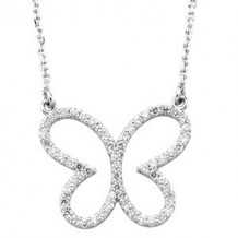 14K White 1/4 CTW Diamond Butterfly 16 Necklace - 66437100001P