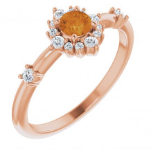 14K Rose Citrine & 1/6 CTW Diamond Ring - 720886048P