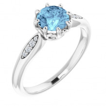 14K White Aquamarine & .04 CTW Diamond Ring - 719536004P