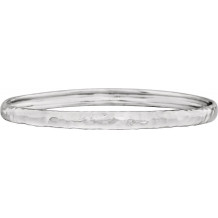 14K White 5.1 mm Hammered Bangle 7 1/2 Bracelet - 860871001P