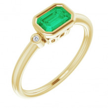 14K Yellow Lab-Grown Emerald & .02 CTW Diamond Ring - 7187960000P