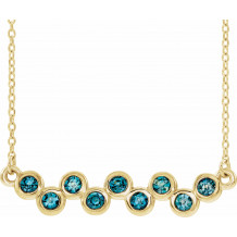 14K Yellow Aquamarine Bezel-Set Bar 16-18 Necklace - 86525601P