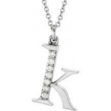 14K White .03 CTW Diamond Lowercase Initial k 16 Necklace - 8580360030P