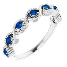 14K White Blue Sapphire Stackable Ring - 720466008P