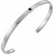 14K White Blue Sapphire Cuff 6 Bracelet - BRC76460007P