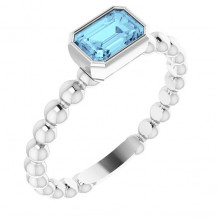 14K White Aquamarine Stackable Family Ring - 716246008P