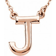 14K Rose Block Initial J 16 Necklace - 8463460009P