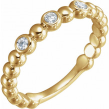 14K Yellow 1/8 CTW Diamond Beaded Ring - 123270601P