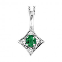 Gems One 14Kt White Gold Diamond (1/20Ctw) & Emerald (1/6 Ctw) Pendant - FP4031-4WCE
