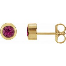 14K Yellow 4 mm Round Genuine Pink Tourmaline Birthstone Earrings - 6108660020P