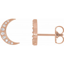 14K Rose 1/10 CTW Diamond Crescent Moon Earrings - 86941602P