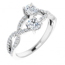 14K White 3/4 CTW Diamond Two-Stone Ring - 12314860000P