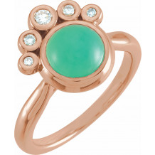 14K Rose Chrysoprase & 1/8 CTW Diamond Ring - 72052617P