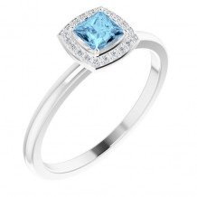 14K White Aquamarine & .05 CTW Diamond Ring - 122745600P