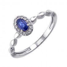 Gems One 10Kt White Gold Diamond (1/12Ctw) & Sapphire (1/3 Ctw) Ring - RG87014-1WDS