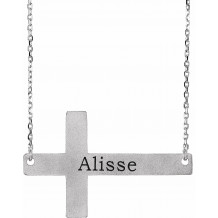 14K White Sideways Cross 16-18 Necklace - 86570104P