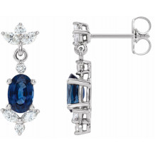 14K White Blue Sapphire &  1/3 CTW Diamond Earrings - 869896005P