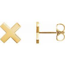 14K Yellow 7.9 mm X Earrings - 862576007P