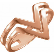 14K Rose Double Row V Ring - 51547103P