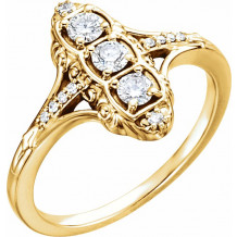 14K Yellow 1/3 CTW Diamond 3-Stone Ring - 122215104P