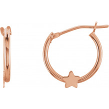 14K Rose Hinged Hoop Earrings with Star - 192029601P