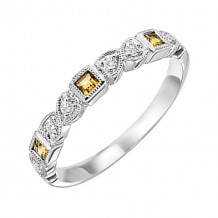 Gems One 10Kt White Gold Diamond (1/10Ctw) & Citrine (1/6 Ctw) Ring - FR1210-1WD