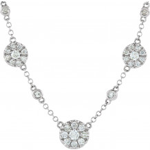 14K White 1/2 CTW Diamond Cluster Station 18 Necklace - 6708860001P