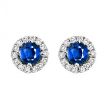 Gems One 14Kt White Gold Diamond (1/8Ctw) & Sapphire (1/3 Ctw) Earring - NE331-4WCS