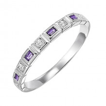 Gems One 14Kt White Gold Diamond (1/12Ctw) & Amethyst (1/8 Ctw) Ring - FR1226-4WD