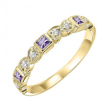 Gems One 14Kt Yellow Gold Diamond (1/12Ctw) & Amethyst (1/6 Ctw) Ring - FR1232-4YD