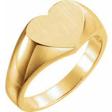 14K Yellow 11x10 mm Heart Signet Ring - 562371874P