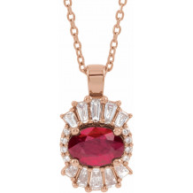 14K Rose Ruby & 1/3 CTW Diamond 16-18 Necklace - 869706132P