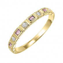 Gems One 14Kt Yellow Gold Diamond (1/12Ctw) & Pink Tourmaline (1/8 Ctw) Ring - FR1223-4YD