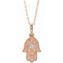 14K Rose .03 CTW Diamond Hamsa 16-18 Necklace - 86623607P