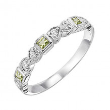 Gems One 10Kt White Gold Diamond (1/12Ctw) & Peridot (1/6 Ctw) Ring - FR1209-1WD
