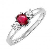 Gems One 14Kt White Gold Diamond (1/4Ctw) & Ruby (1/2 Ctw) Ring - HDR1025-4WCR