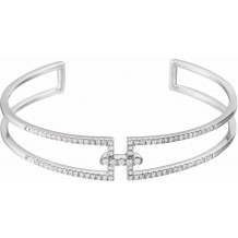 14K White 3/4 CTW Diamond Cuff 6 Bracelet - 65234760000P