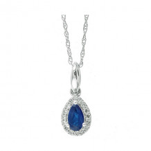 Gems One 10Kt White Gold Diamond (1/20Ctw) & Sapphire (1/5 Ctw) Pendant - PD35152-1WDS