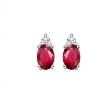 Gems One 10Kt White Gold Diamond (1/20Ctw) & Ruby (1/2 Ctw) Earring - FE4025-1WDR