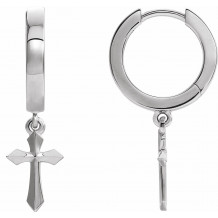 14K White Cross Drop Earrings - R17029600P
