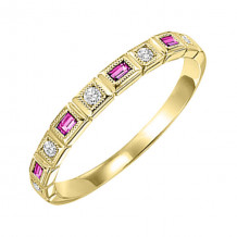 Gems One 10Kt Yellow Gold Diamond (1/12Ctw) & Pink Sapphire (1/8 Ctw) Ring - FR1038-1YD