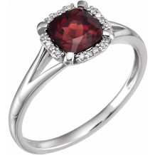 14K White Mozambique Garnet & .05 CTW Diamond Ring - 65195260001P