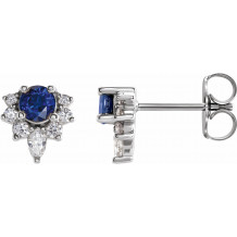 Platinum Blue Sapphire & 1/6 CTW Diamond Earrings - 869506064P
